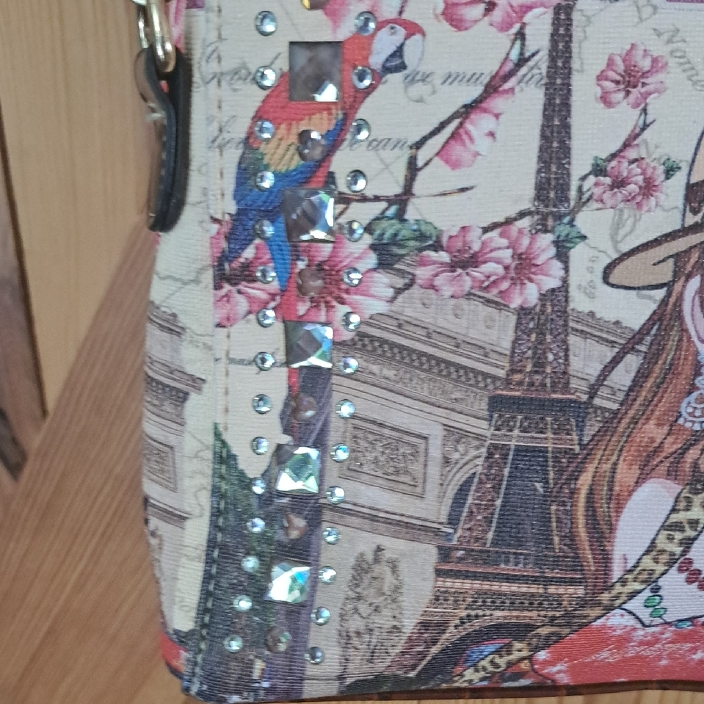 Charming Girl Multicolor Satchel Handbag Jeweled - Picture 8 of 12